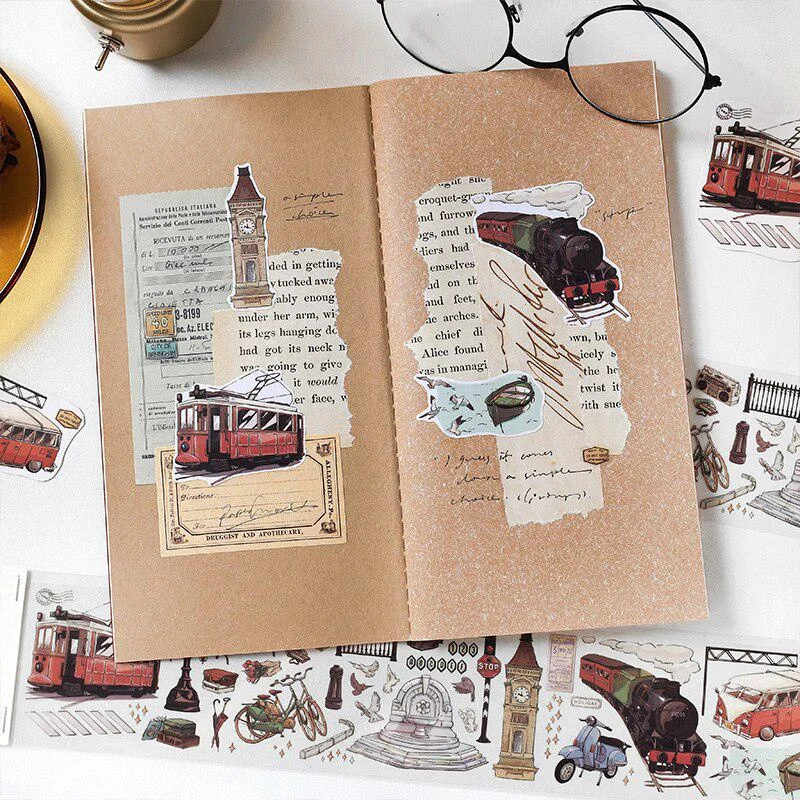 Washi Tape Retro Things Old Stuff Objects Car Kitchen Tool Beard Food Diy Label For Art Project Scrapbooking Journal Album Diary