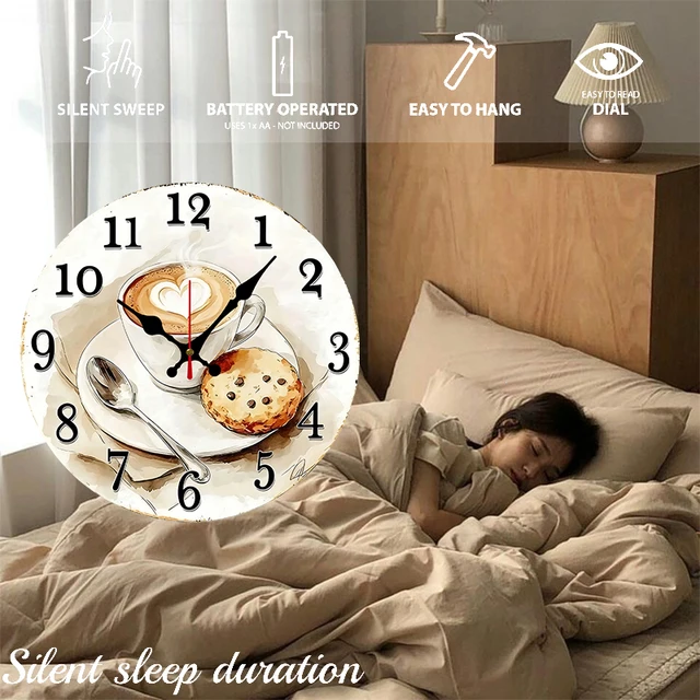 Coffee & Pastry Wooden Round Silent Hanging Wall Clock 4
