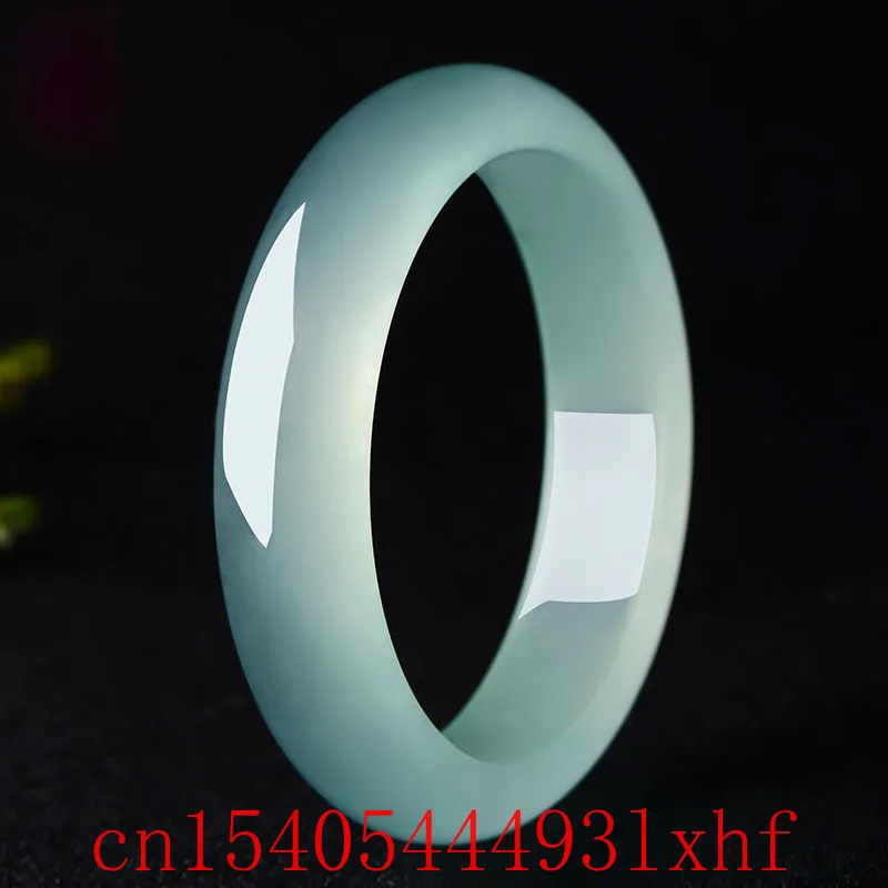 

Genuine Natural Color Ice Blue Jade Bracelet Bangle Fashion Fine Jewelry Carved Jadeite Gemstone Charm Amulet Gift for Women Men