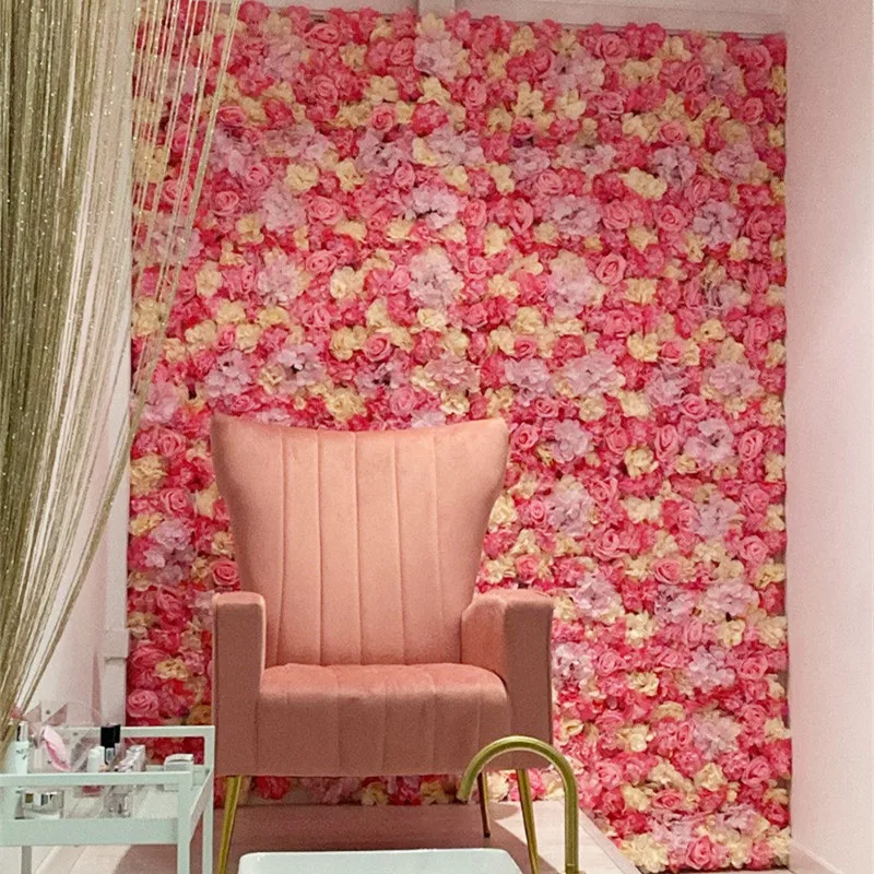 Pink Silk Rose Flower Wall Panel for Wedding & Party Backdrop 3