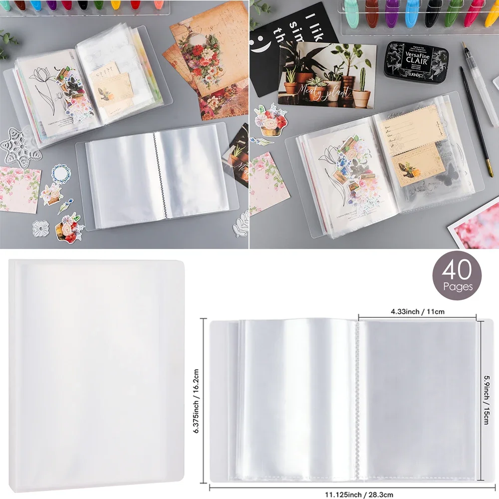 40 Pages Multipurpose A6 Clear Sticker Photo Storage Album For Scrapbooking Stamp and Dies Storage Book Organizer Folder Sheets