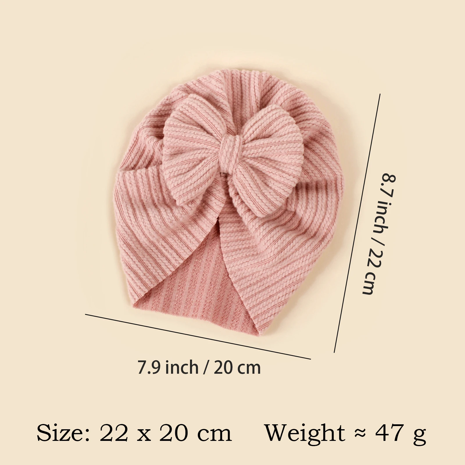 Baby Knot Turban Newborn Ribbed Hat 0-5T Elastic Knitted Bow Indian Cap Winter Cute Hats Infant Toddler Girls Boy Kid