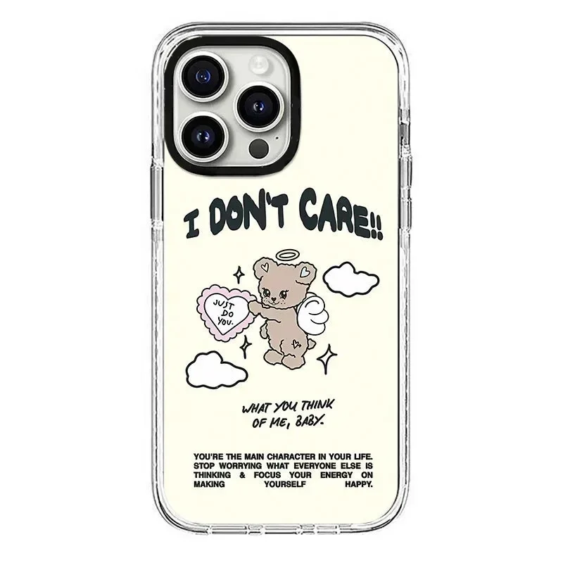 

2.0 Version Acrylic Upgrade Border Bear Angel Phone Case Cover for IPhone 11 12 13 14 15 Pro Max Case for IPhone 14 Pro Max