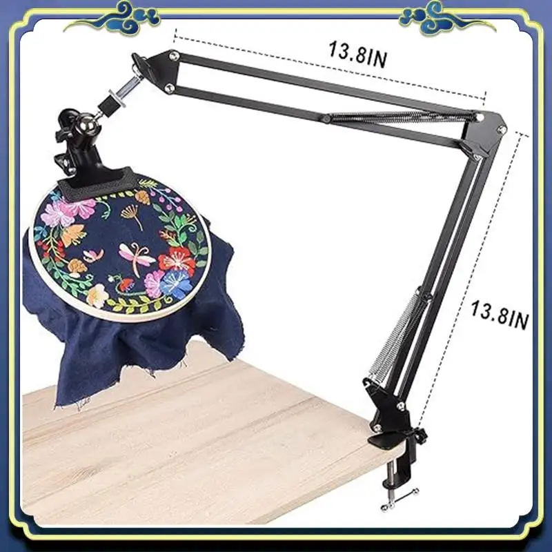 Adjustable Embroidery Table Stand, Metal Embroidery Hoop Stand, For Needlework, Arts Black