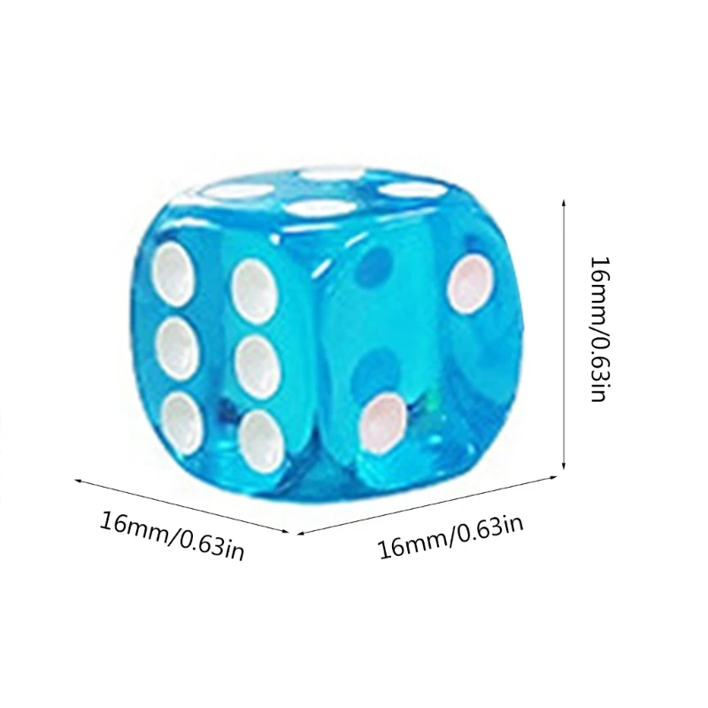 Acrylic 16mm Dices Set Colorful Six Sided Dices Cubes with Dots Playings Square Block Kids Math Teaching Educational Toy
