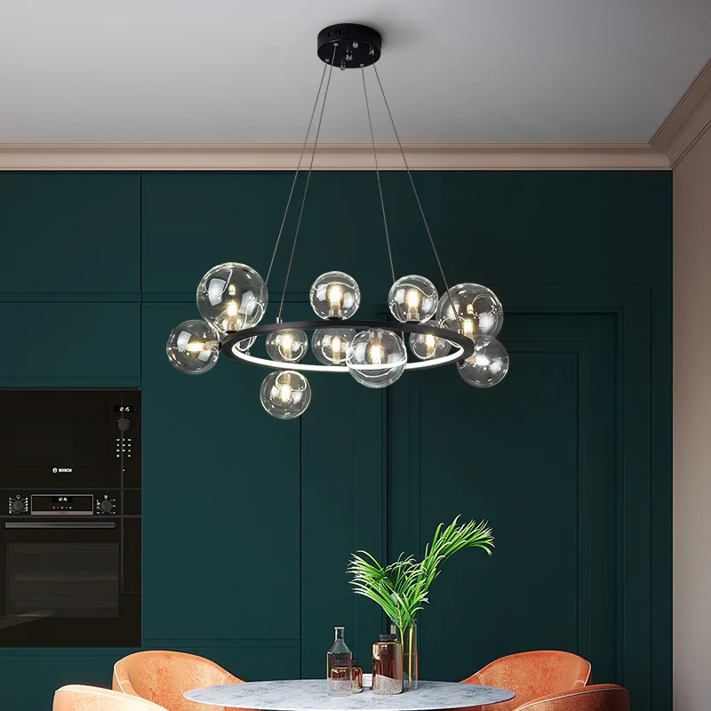 Modern Clear Glass Chandeliers Parlor Foyer Restaurant Hanglamp Bedroom Light Fixtures Silver Metal G9 110-240V Cord Adjustable led chandelier ceiling chandelier led pendant light