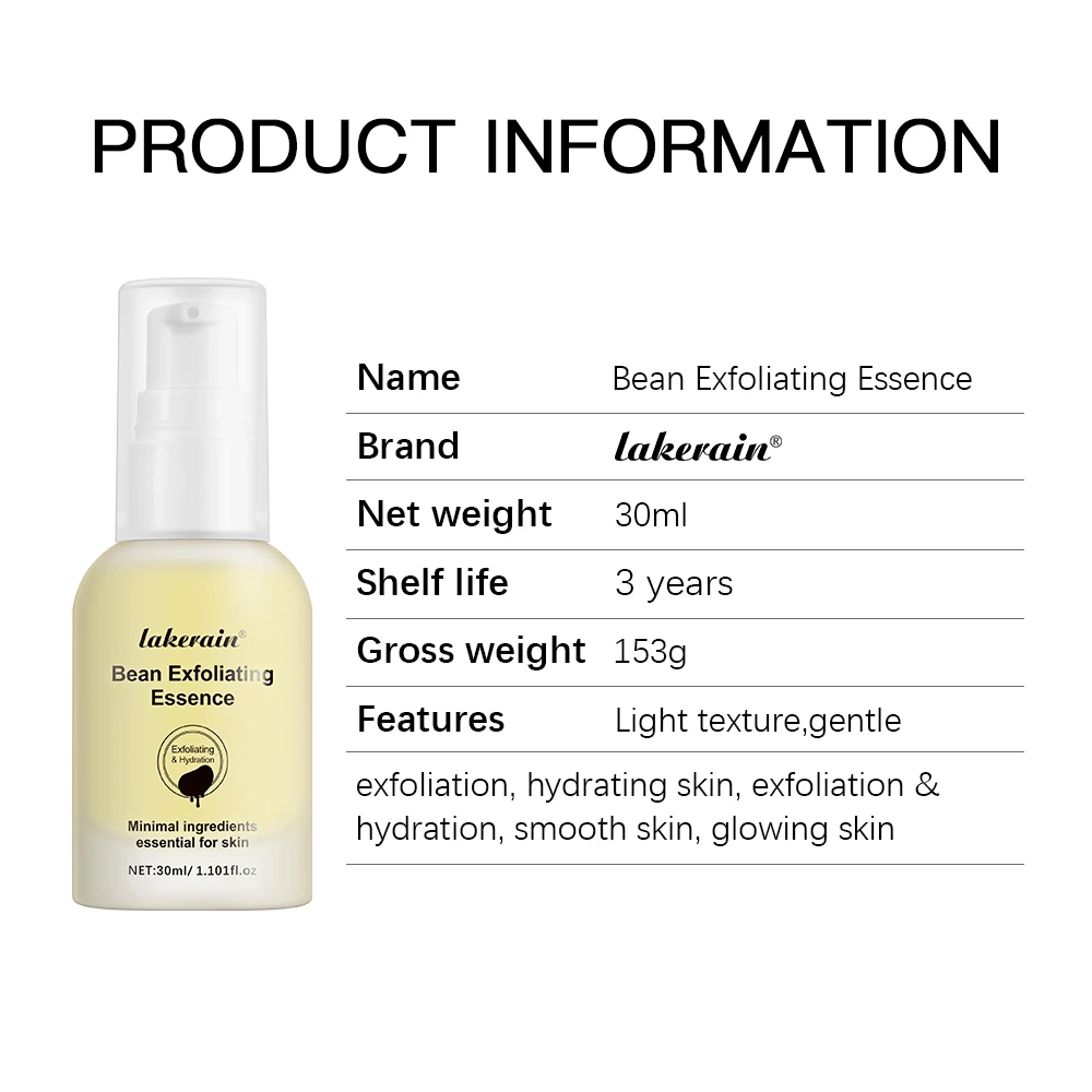 Bean Essence Vegansnail Exfoliating Essence for Face Hydrating Korean Skin Care Glassskin 30ml 2