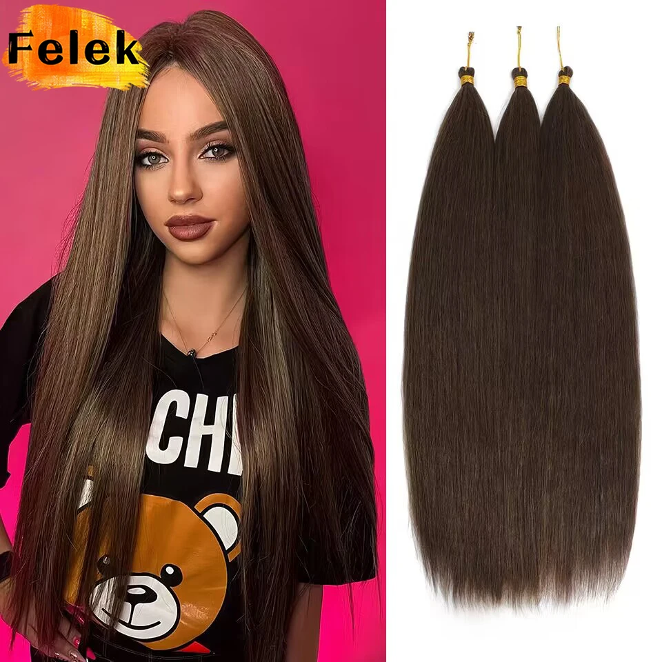 30 Inch Ariel Synthetic Straight Pony Tail Hair Crochet Braids Colorful Brown Blonde Straight Braiding Extension For Women crochet hair extensions