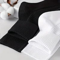 6 paires de chaussettes mi-mollet à motif vertical de couleur pure pour hommes, chaussettes noires polyvalentes pour les affaires toutes saisons, respirantes 4
