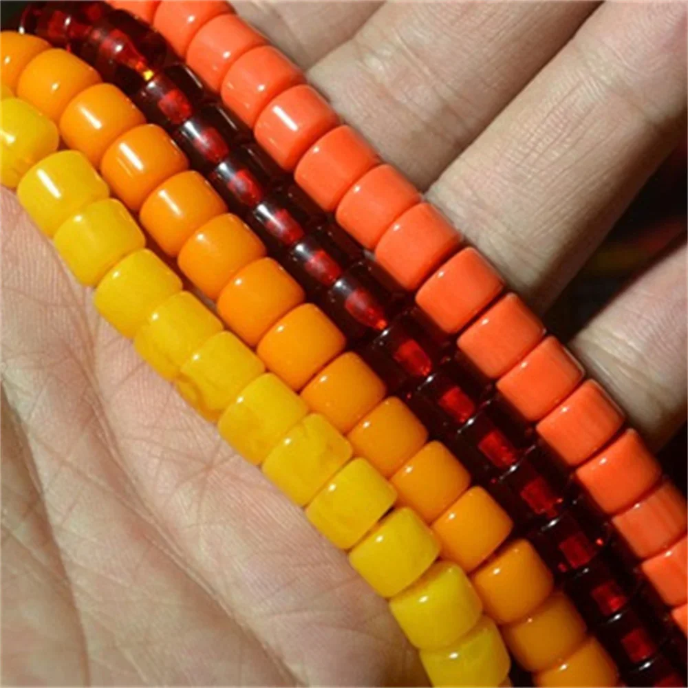 

Charm 6-8mm Cylinder Resin Beeswax Ivory Gems Trendy Abacus Spacer Loose Beads DIY Jewelry Making Necklace Bracelet Crimp & End