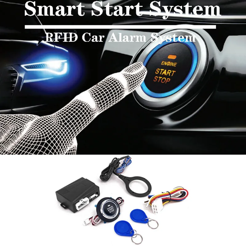 Smart Rfid Car Alarm System Push Engine Start Stop Button Lock Ignition Immobilizer With Remote Keyless Go Entry System