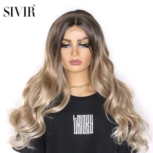 

Sivir Synthetic Middle Part Lace Wigs Long Wavy Ombre Brown Hair Wigs For Women Cosplay/Daily Wigs Heat Resistant Fiber