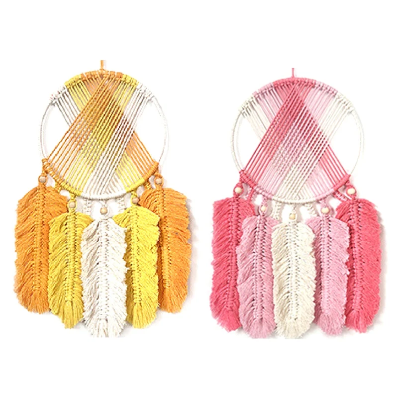 

Colored Leaf Tapestry Circular Modern Simple Wall Hanging Cotton Rope Hand-Woven Wall Hanging Living Room Wall Decor Easy To Use