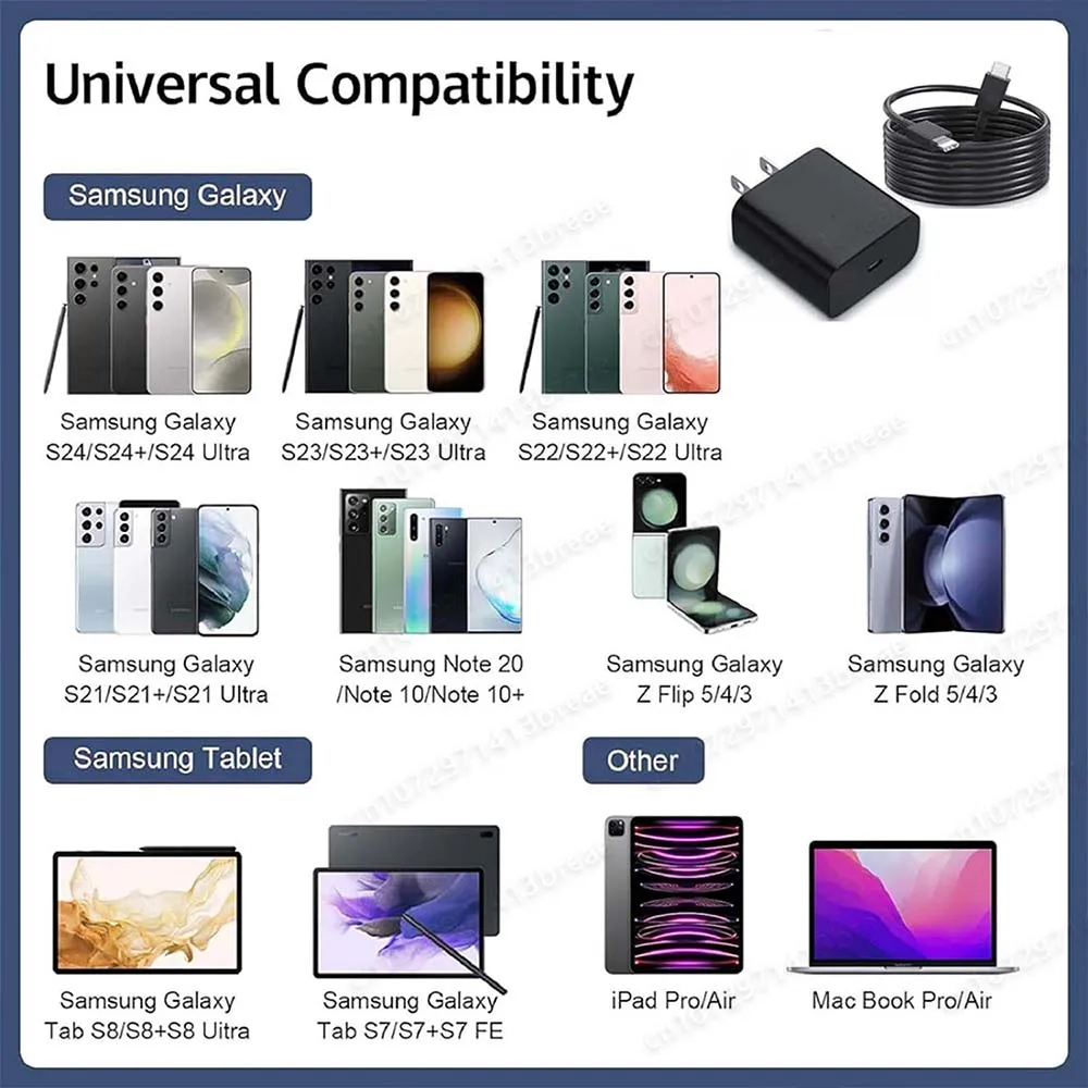NNBILI PD 45W Quick Charger For Samsung Galaxy S22 S23 S24 Ultra S21 S20 FE S10 Note 20 Plus A71 A80 Type C Fast Charging Cable