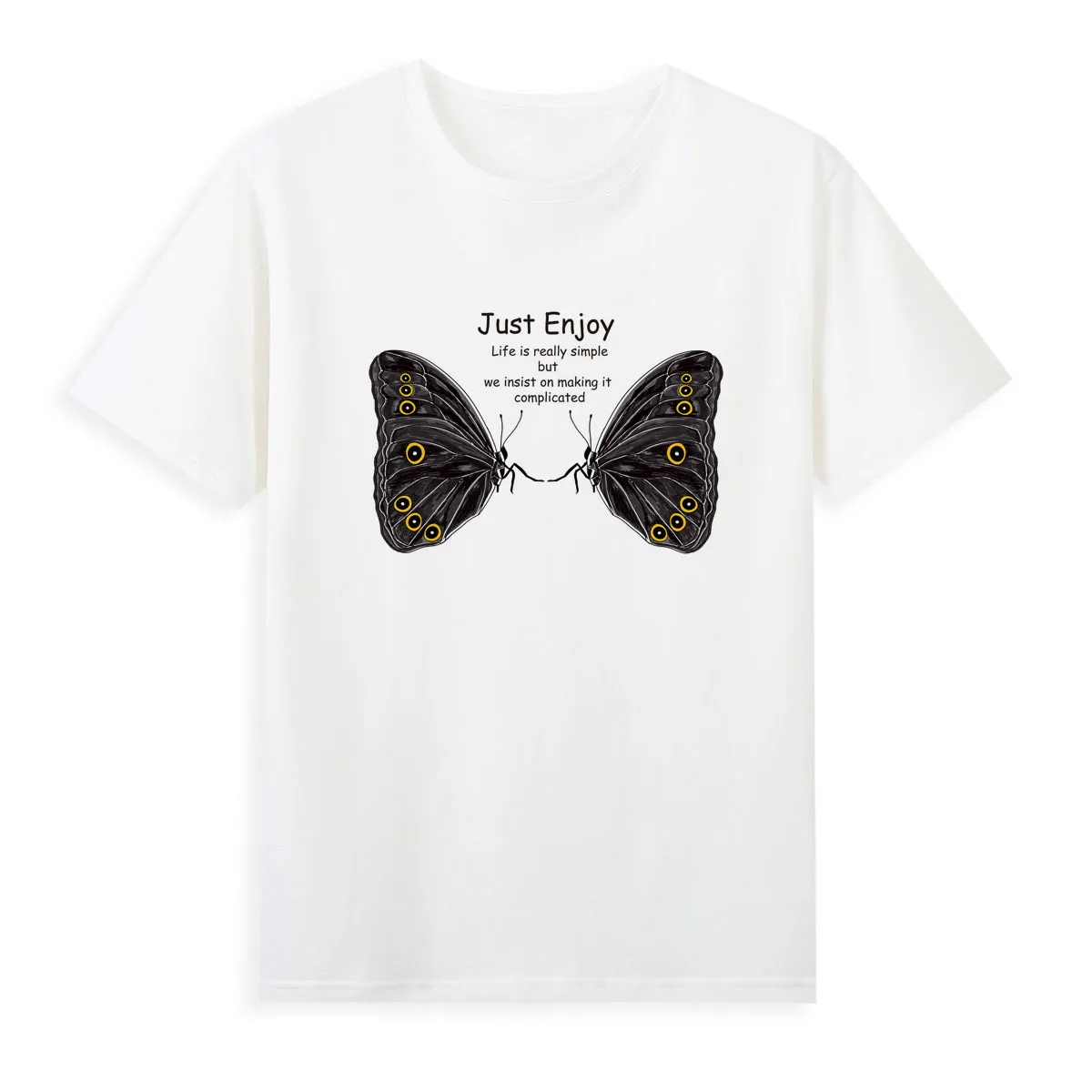

New Black Butterfly T-shirt Summer Short Sleeve Casual Tees Hot Sale Women's Clothing Female Top A0107