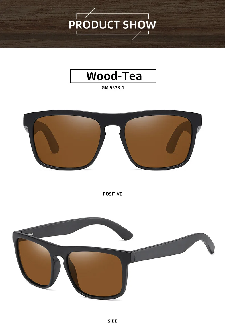 Polarized 100% Natural Wooden Sunglass Frame Bamboo Black Sunglasses Men's UV Protection Luxury Vintage Sunglasses