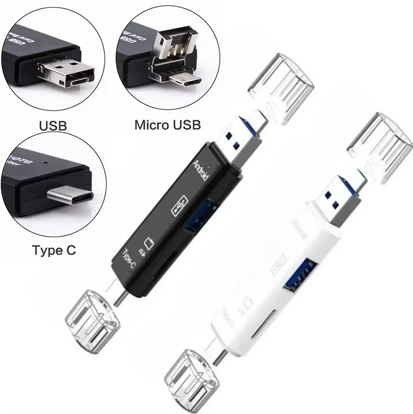 새로운 5 in 1 다기능 USB 2.0 타입 C USB 마이크로 USB SD TF 메모리 카드 리더기 (안드로이드 컴퓨터 독 OTG 타입 C 어댑터)
