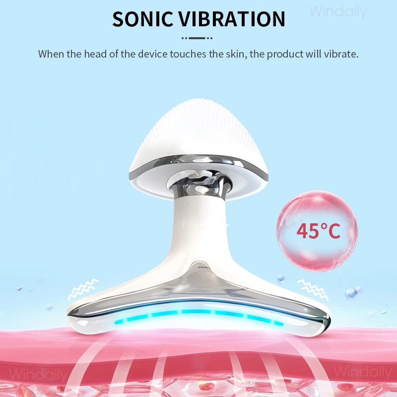Neck Facial Lifting Device EMS Microcurrent LED Photon Therapy Vibration Face Massager Anti Wrinkles Tightenin_voghion.com