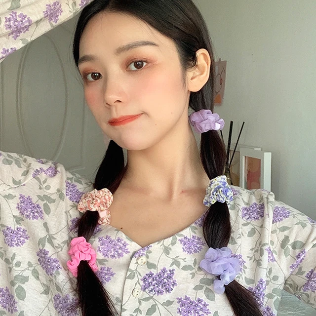 3pcs/Set Mixed Color Hair Ties Flower Pattern Silk Satin Scrunchies Ponytail Holders No Damage Hair Rope For Women Girls