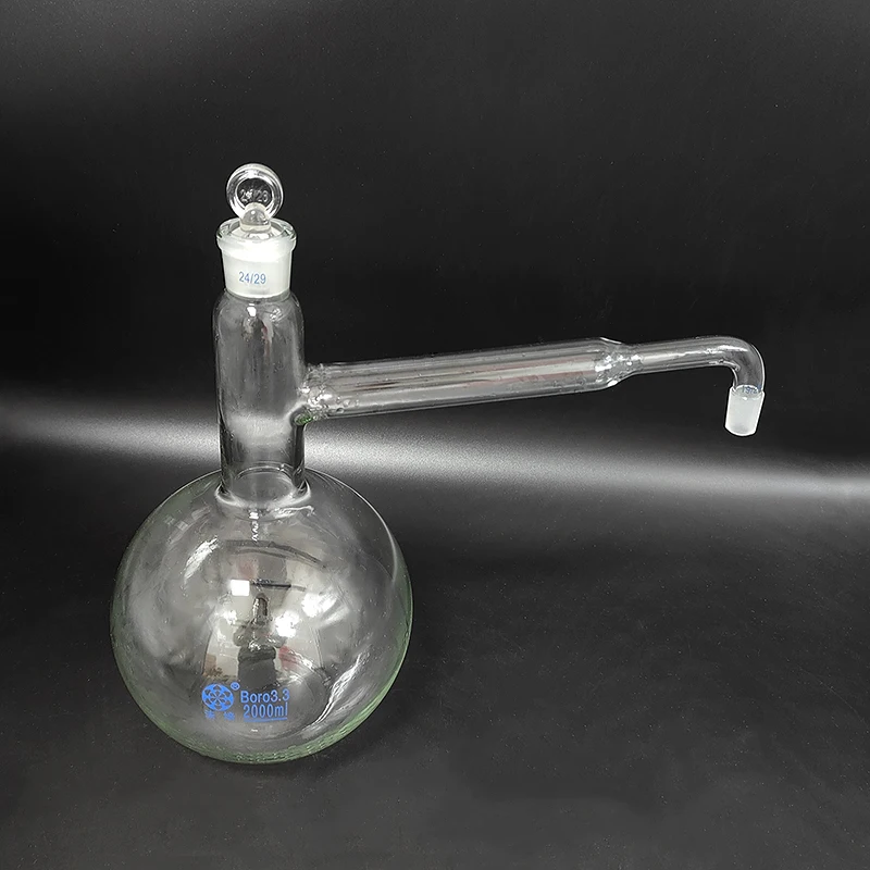 

FAPE Full glass distiller flat bottom flask,Capacity 2000mL,Female 24/29,Male 19/26,Distilling flask with stopper