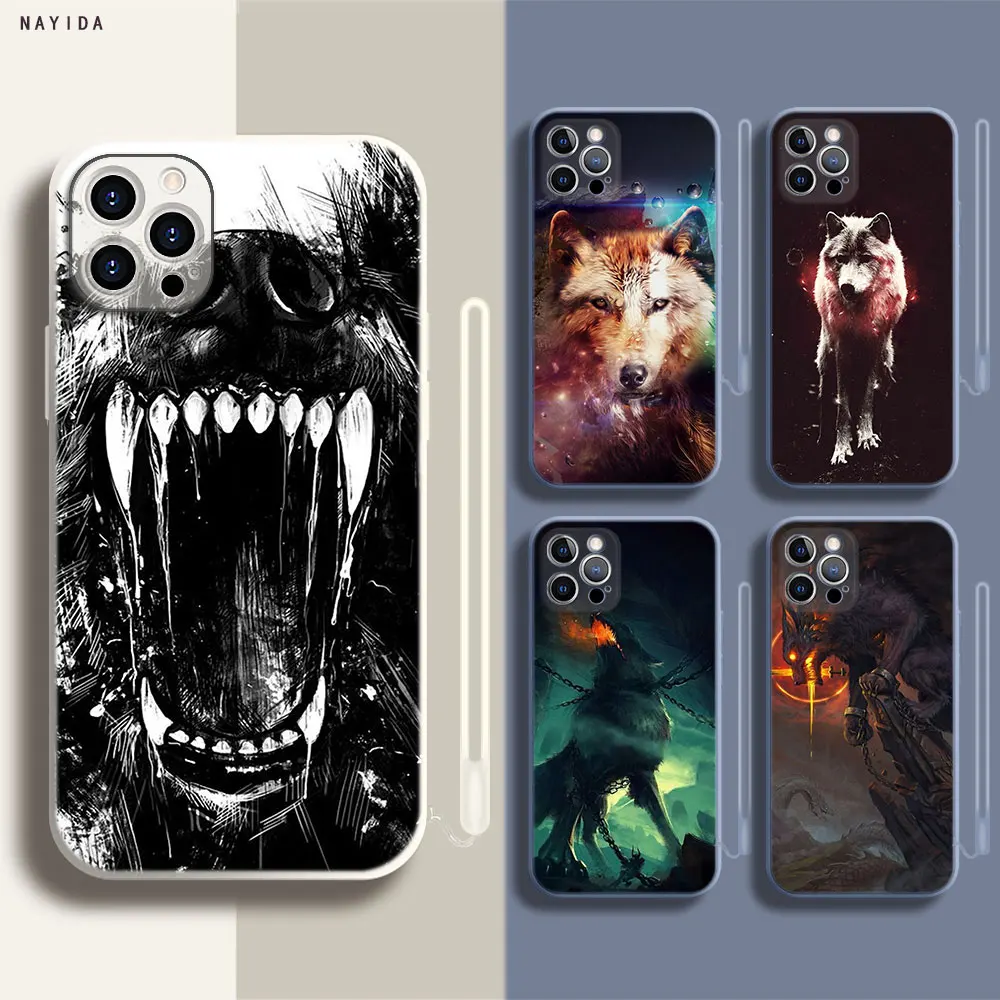 

Phone Case For Iphone 14 13 11 12 Mini Pro XS Max XR X Soft Silicone TPU New Cover Beautiful Wolf Design