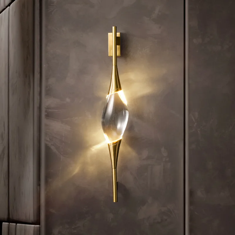 

TLL Bedside Lamp Nordic Living Room TV Wall Aisle Copper Crystal