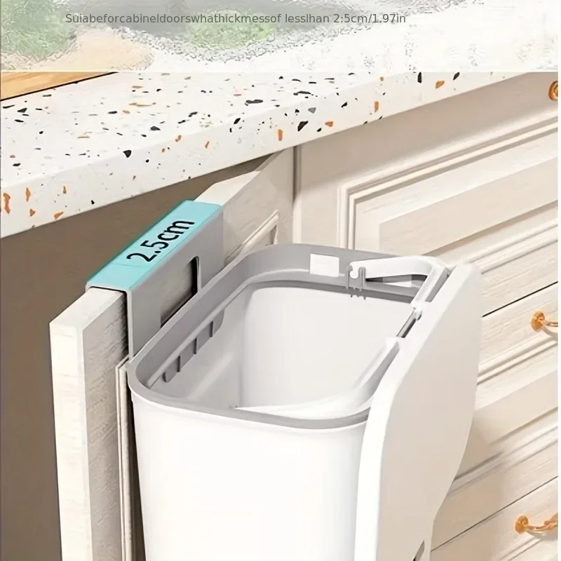 1pc Wall-Mounted Kitchen Trash Can with Lid kitchen trash bin Space-Saving Pull-Out Design for Home & Commercial Use trash can