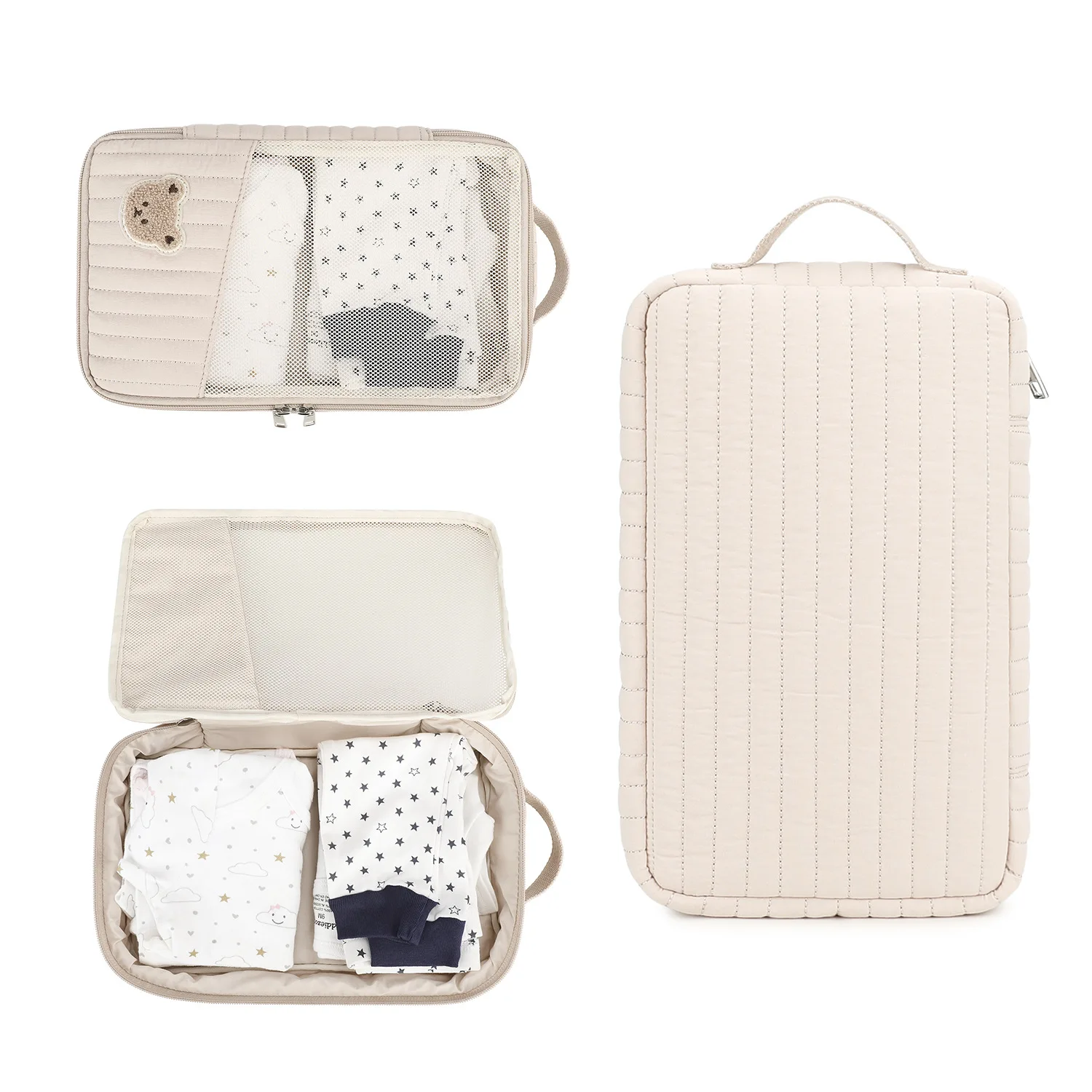 Borsa fasciatoio carina da appendere al passeggino, con scomparti separati per vestiti e pannolini, borsa da viaggio per cambio e lavaggio - immagine 3