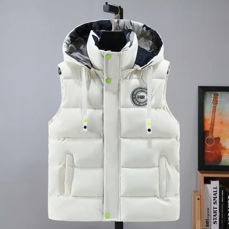 Veste sans manches chaude homme avec capuche pour l'hiver léger plus taille travail décontracté