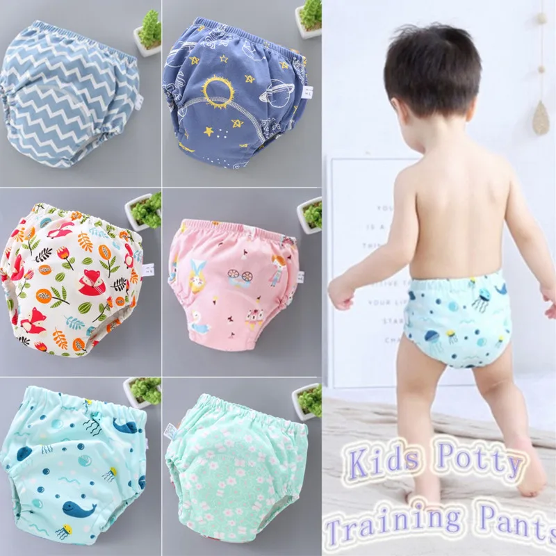 

4PC Baby Reusable Diapers Potty Training Pants for Children Ecological Cloth Diaper Cotton Newborn Washable Panties