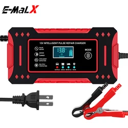 Intelligent 12V Battery Charger with LCD Display for Car and Motorcycle Maintenance (Yellow - US Plug)