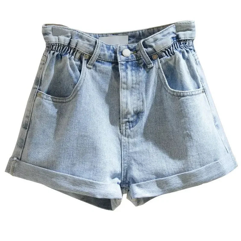 

High-waisted Bud Denim Shorts Women's Loose Summer New All-match Thin Curly A-line Wide-leg Hot Pants Trend