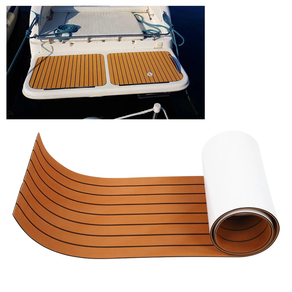 

Adhesive EVA Foam Boat Flooring Mat Non-Slip Brown Marine Yacht Decking Pad 240x45x0.6cm