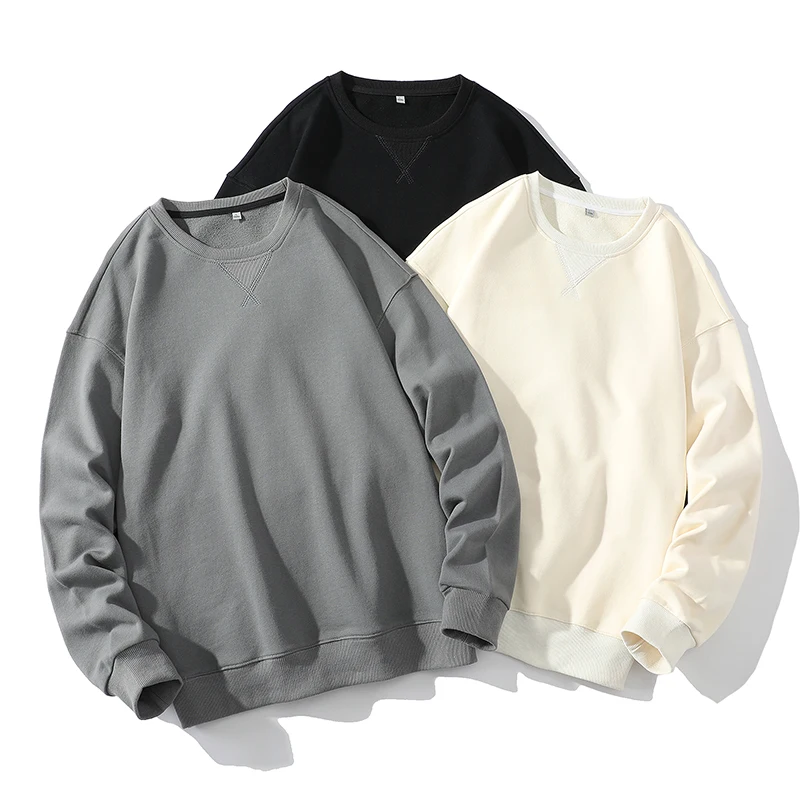 2024 Elegant Fashion Harajuku Slim Fit Ropa Hombre Loose Casual All Match T-shirts Solid O Neck Insert Long Sleeve Sweatshirt
