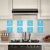 30"Under Cabinet Range Hood,  Range Hood with 4 Speed Fan, Black Stainless Steel & Tempered Glass R 5