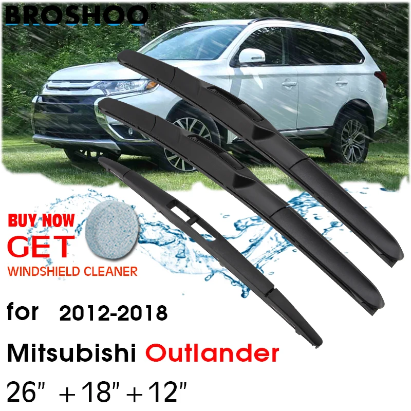 Wiper Front & Rear Wiper Blades Set For Mitsubishi Outlander 2012 2013 2014 2015 2016 2017 2018 Windshield Wiper 26"+18"+12"