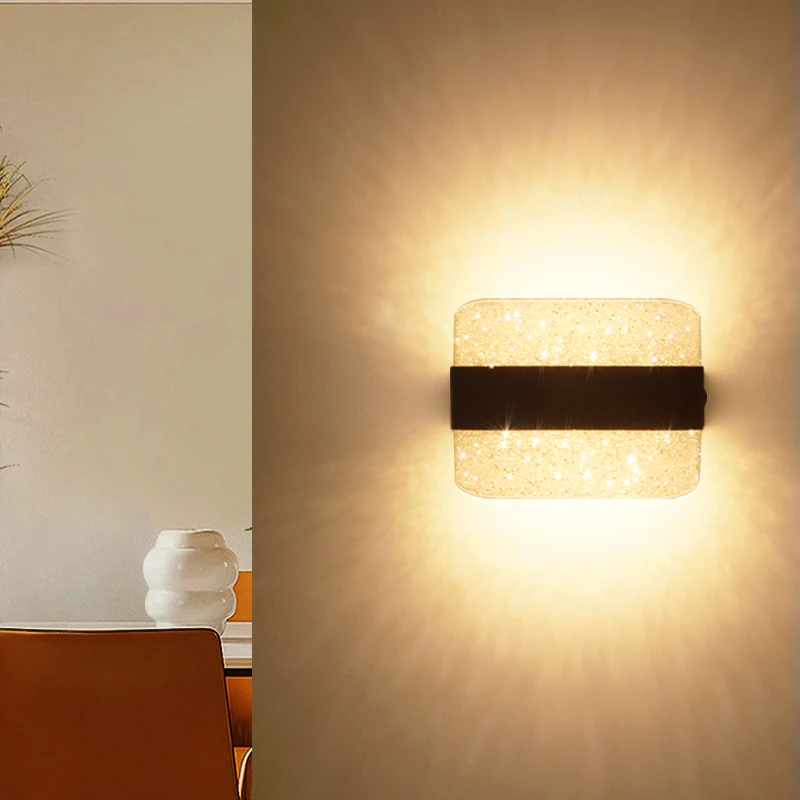 북유럽 모던 LED 크리스탈 벽 램프, 실내 장식 벽 조명, 거실 침실 조명 장식 AC85-265, 10W