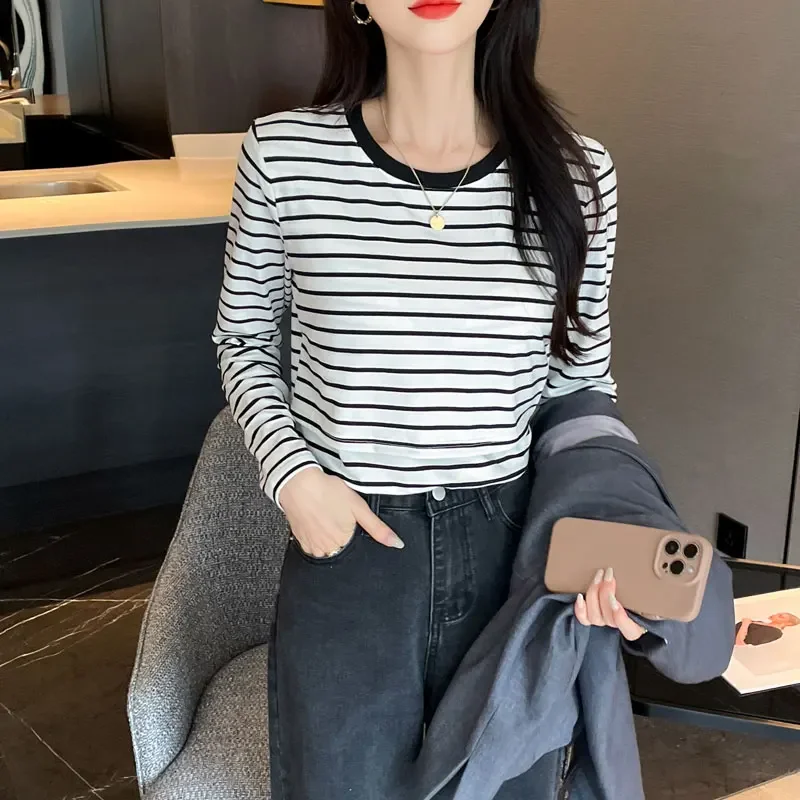 스트라이프 코튼 출산 간호 티셔츠 출산 후 임신 한 여성을위한 캐주얼 긴 소매 모유 수유 티셔츠 Lacation Tops