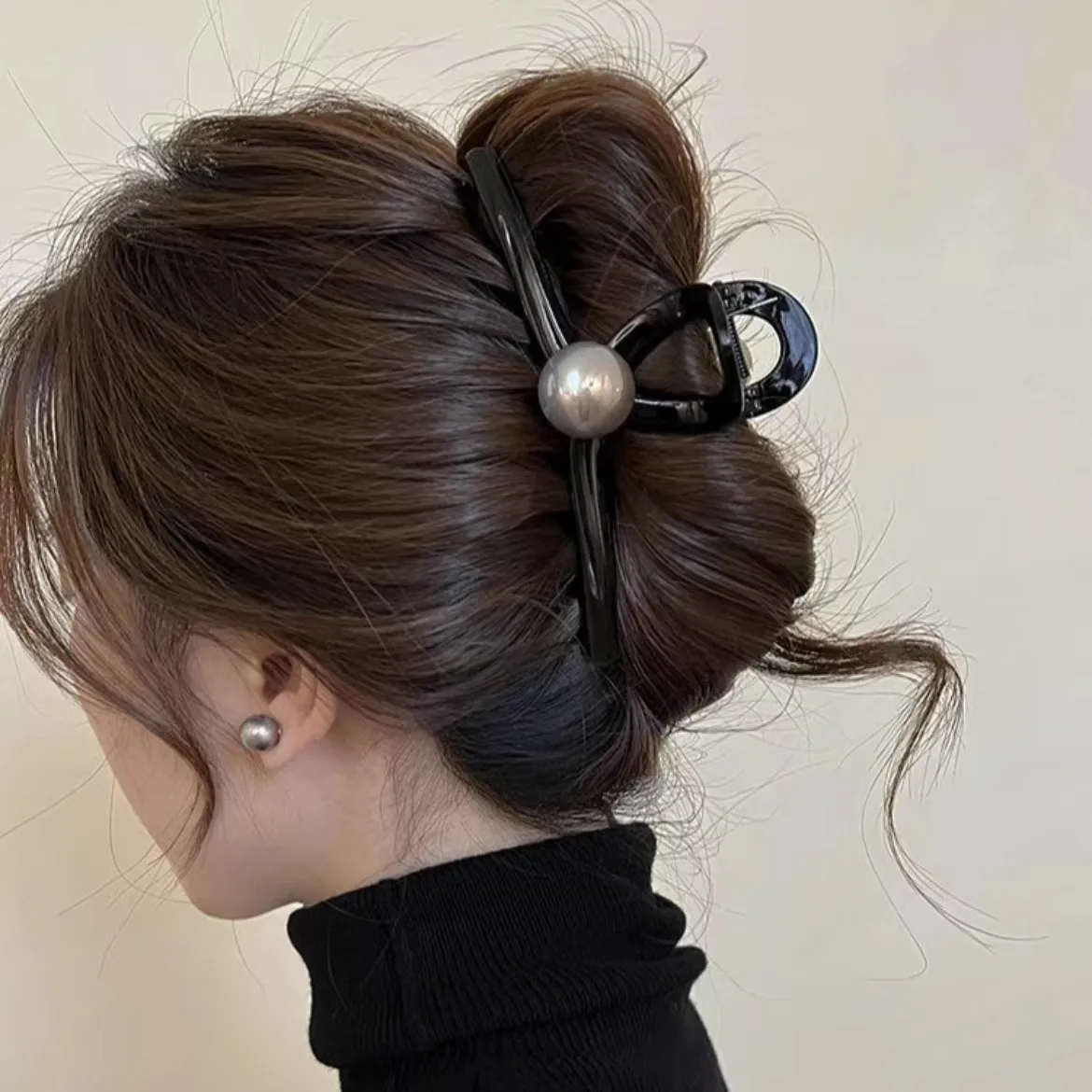 Vintage Perlen-Haarspangen in Schwarz für Damen und Mädchen, elegante Haarschmuckstücke, einfache Haarclips, modische Haaraccessoires
