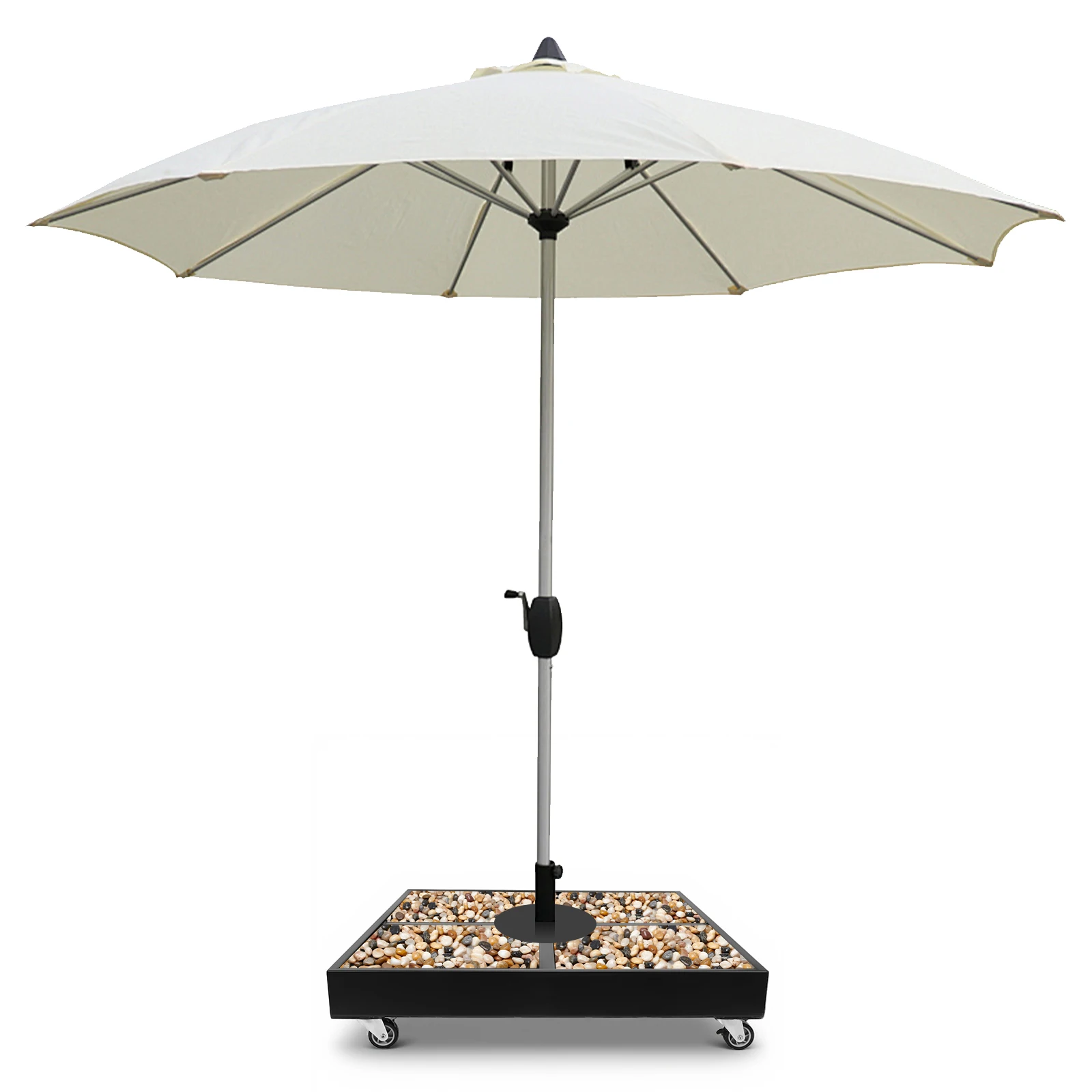 Metal Patio Umbrella Base with Wheels for Outdoor Garden Poolside