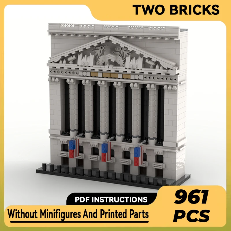 

City Street View Model Moc Building Bricks New York Stock Exchange Technology Modular Blocks Gift Christmas Toy DIY Set Assembly