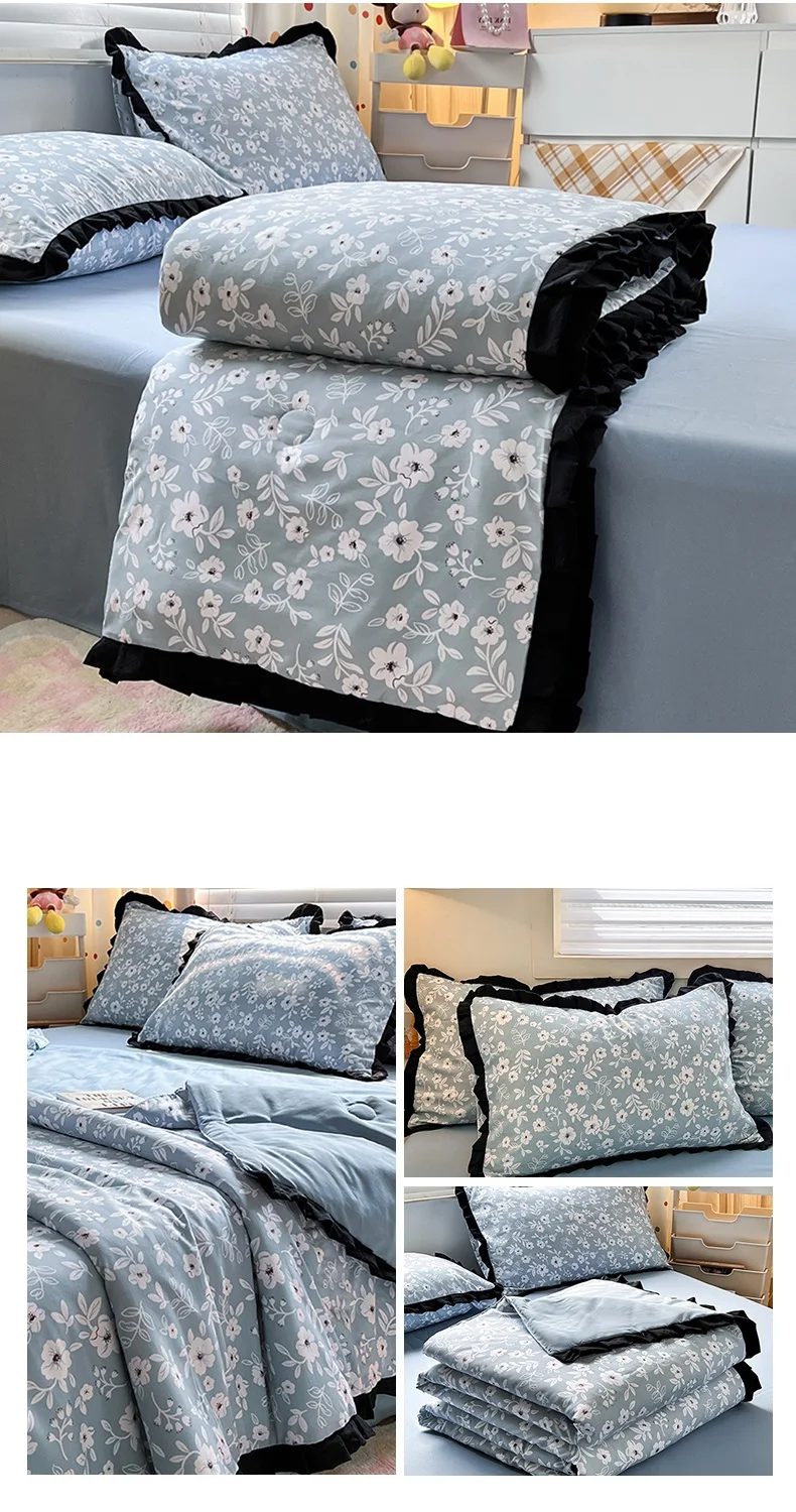 Floral Style Duvet Summer Comforter Single/Queen Size Quilts Quilted Blanket Skin-friendly Bedspread 여름이불(Pillowcase Need Order)