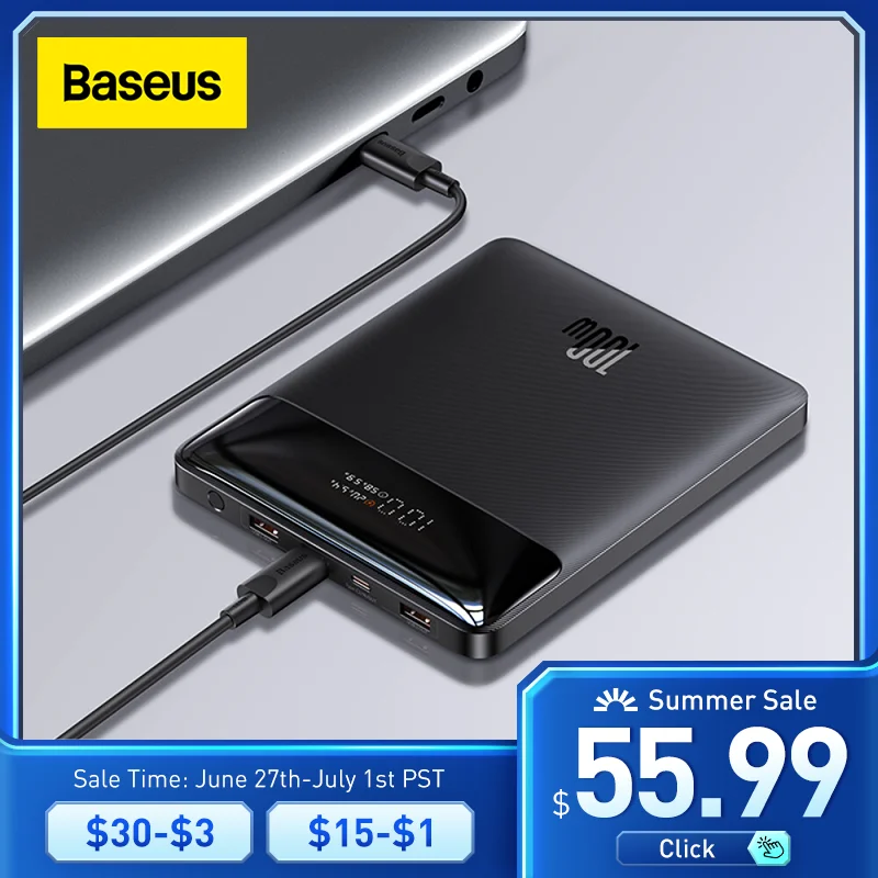  Внешний аккумулятор Baseus, 100 Вт, 20000 мАч, Type C 