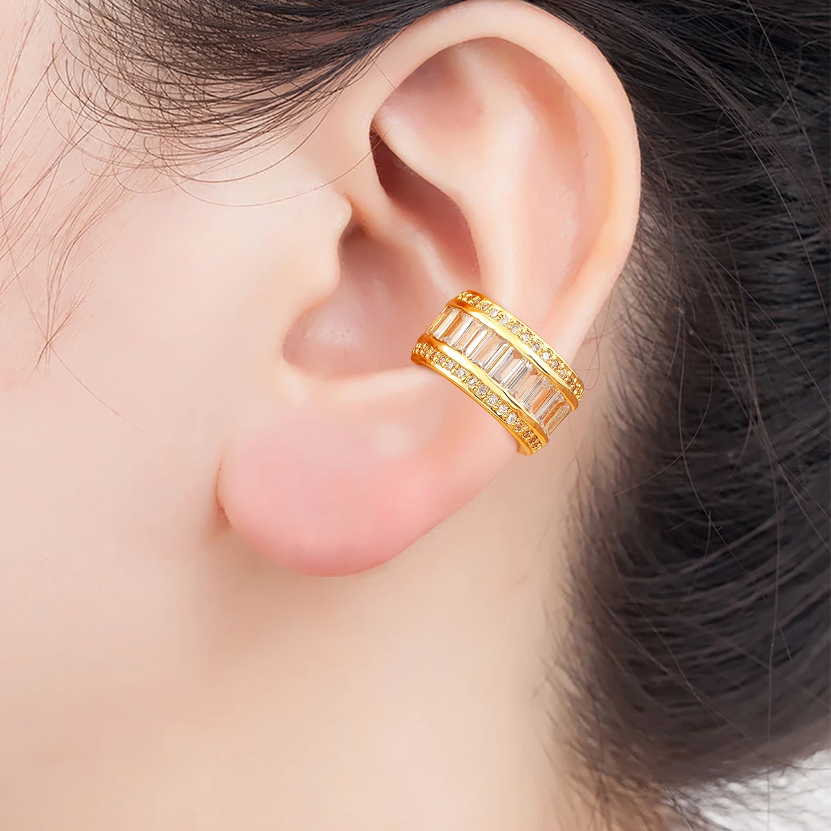 Nidin New Arrival Butterfly/Star Shape Fine No Piercings Clip Earrings For Women Single Multilayer Shine Zircon Ear Cuff Jewelry - Image 3