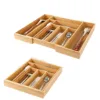 Bamboo storage box expandable knife and fork dividing and organizing box, drawer style cutlery storage boxes 2