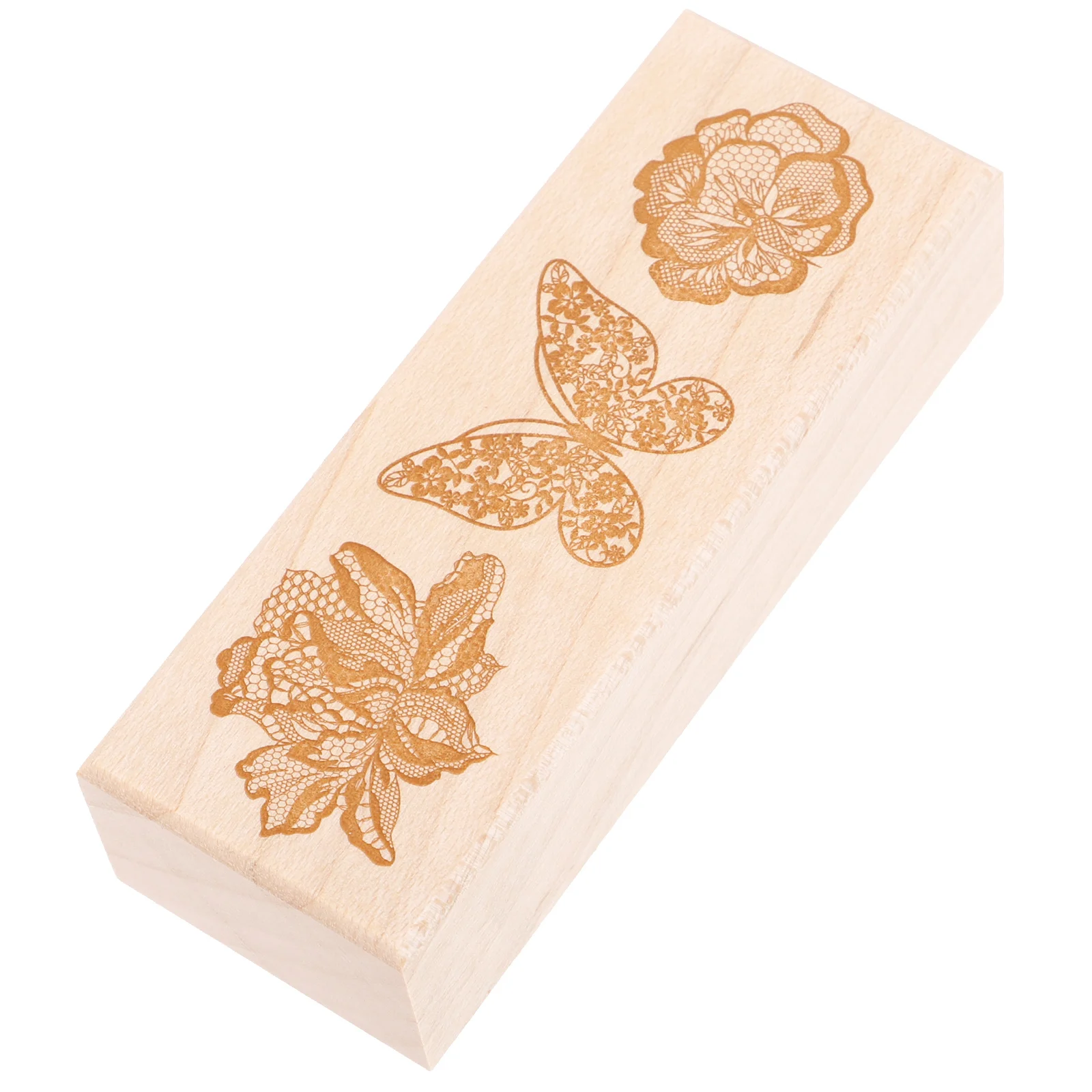 

Maple Lace Trim Flower Design Stamps Retro Wood DIY Diary Postage Multifunction Delicate Planner Wooden Girl Vintage Decor