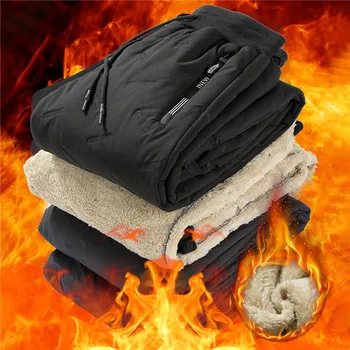 Pantaloni caldi in lana d'agnello invernale 2023 addensare pantaloni larghi in pile da jogging da uomo pantaloni termici impermeabili antivento a pista lunga Casual 1