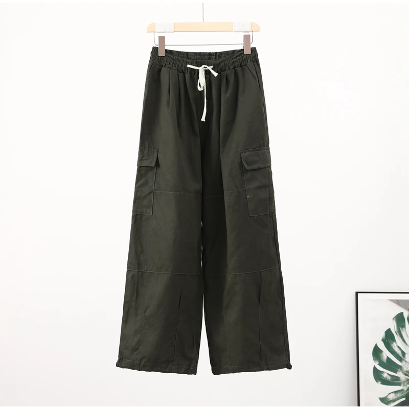 ☁ LJ8.27 Women Casual Y2K Streetwear Cargo Pants Baggy Wide Leg Straight  Long Pants Big Pockets Oversize Dance Pants Trousers