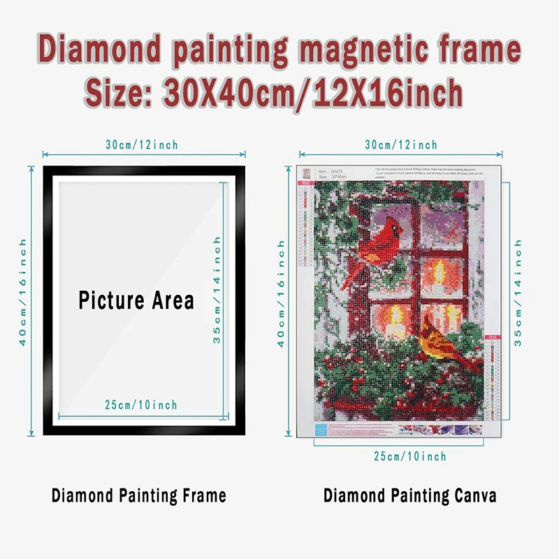 6PCS Magnetic Photo Frame Self-adhesive Flexibility PVC Diamond Picture Office Painting Photo Display Rack Wall Sticky 30*40CM