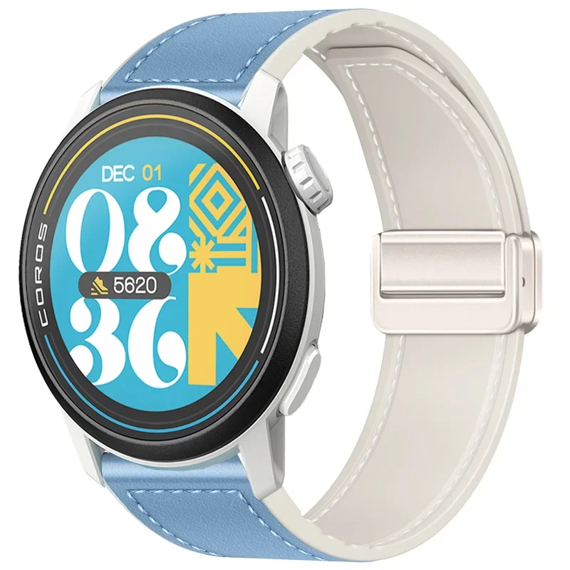 Premium Hybrid Silicone-Leather Strap with Magnetic Buckle, 20mm/22mm